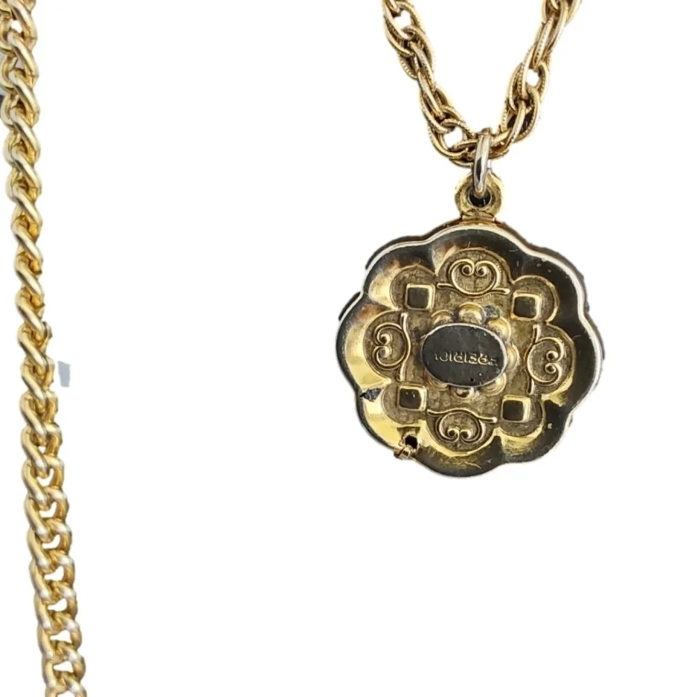 VINTAGE FREIRICH DOUBLE STRANDS‎ STAMPED YELLOW CHAIN 15